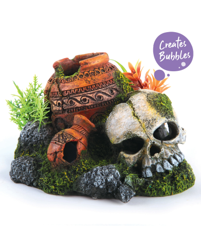 Bubbling Skull With Plants - Small
