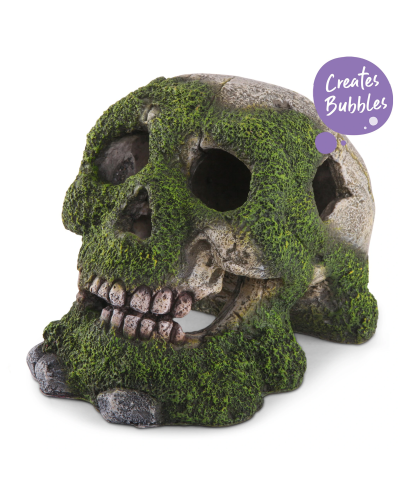 Bubbling Skull With Moss - Small