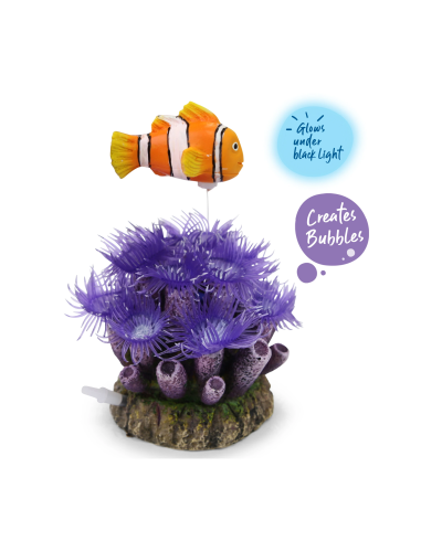 Bubbling Soft Coral With Floating Clownfish - Small