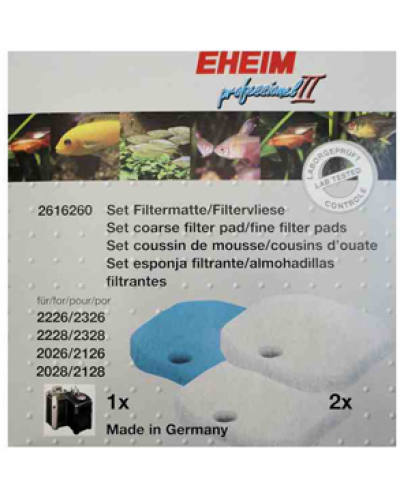 Eheim Professional 2 2226, 2228, Professional 2026, 2028, Experience 350 Coarse Filter Pad and Fine Filter Pad Set